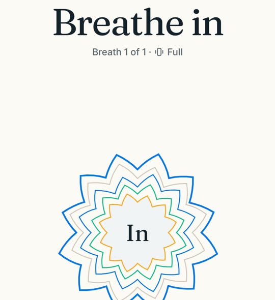 Breathe: one breath, the contour rings expanding on In