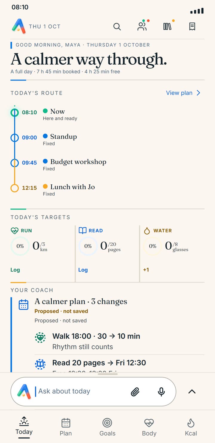 A heavy morning: A calmer way through, a calmer plan with three changes, proposed and not saved